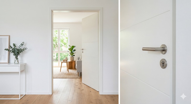 Weiße Innentür in hellem Wohnraum